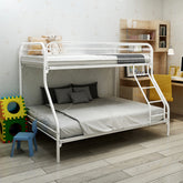 Twin-Over-Full Metal Bunk Bed with Guardrail, White